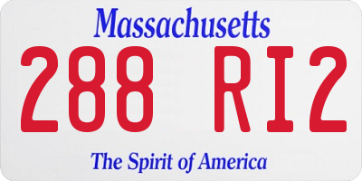 MA license plate 288RI2