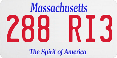 MA license plate 288RI3