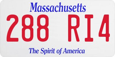 MA license plate 288RI4