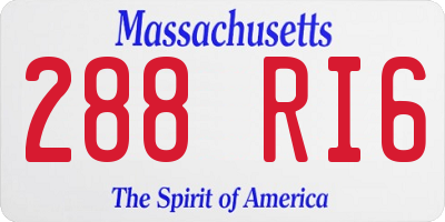 MA license plate 288RI6