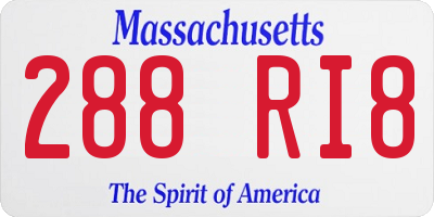 MA license plate 288RI8