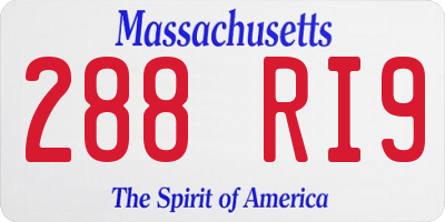 MA license plate 288RI9