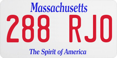 MA license plate 288RJ0