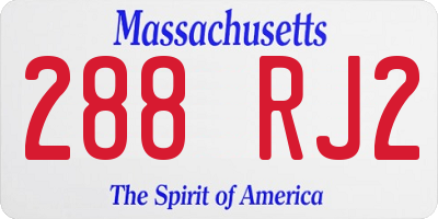 MA license plate 288RJ2