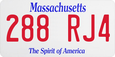 MA license plate 288RJ4