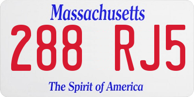 MA license plate 288RJ5
