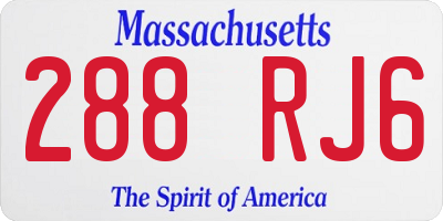 MA license plate 288RJ6