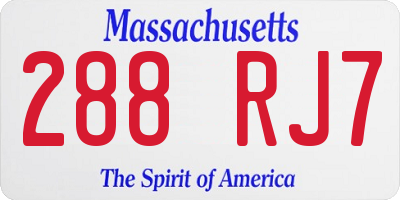MA license plate 288RJ7