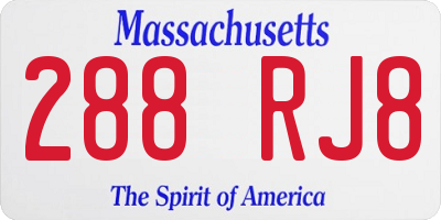 MA license plate 288RJ8