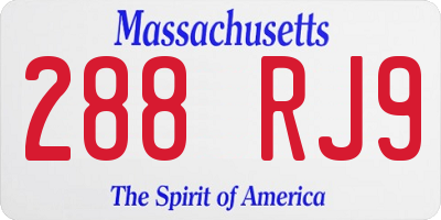 MA license plate 288RJ9