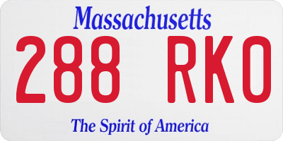 MA license plate 288RK0