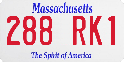 MA license plate 288RK1