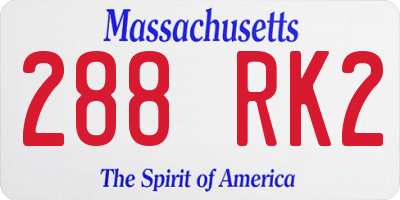 MA license plate 288RK2