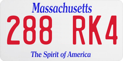 MA license plate 288RK4