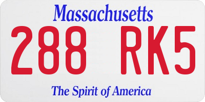 MA license plate 288RK5