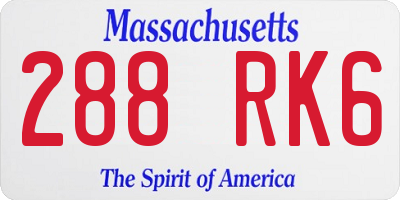 MA license plate 288RK6