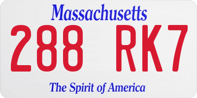 MA license plate 288RK7
