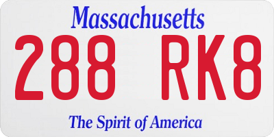 MA license plate 288RK8