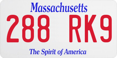 MA license plate 288RK9