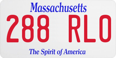 MA license plate 288RL0