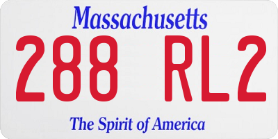 MA license plate 288RL2