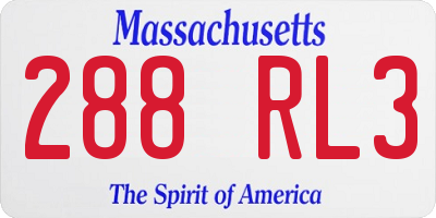 MA license plate 288RL3