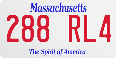 MA license plate 288RL4
