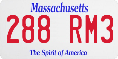 MA license plate 288RM3
