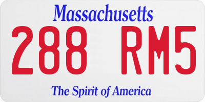 MA license plate 288RM5