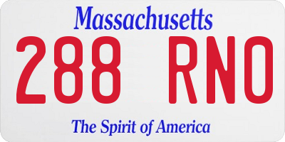 MA license plate 288RN0