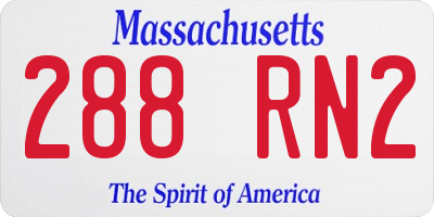 MA license plate 288RN2