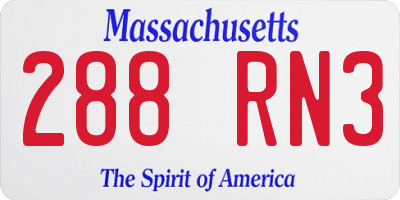 MA license plate 288RN3