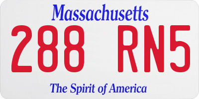 MA license plate 288RN5