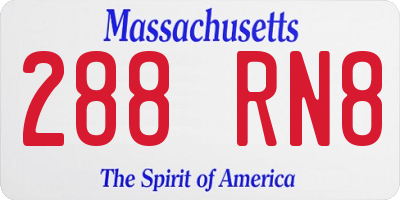 MA license plate 288RN8