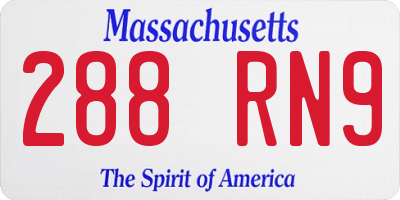 MA license plate 288RN9