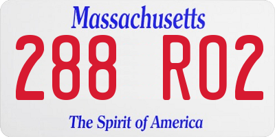 MA license plate 288RO2