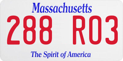 MA license plate 288RO3