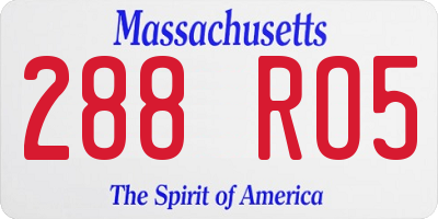 MA license plate 288RO5