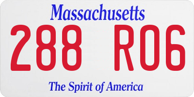 MA license plate 288RO6