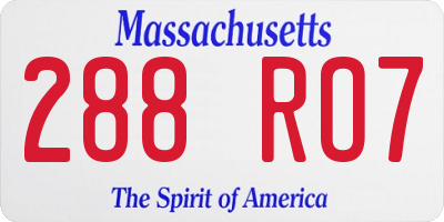 MA license plate 288RO7