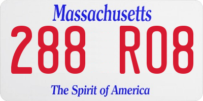 MA license plate 288RO8