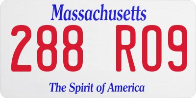 MA license plate 288RO9