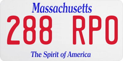 MA license plate 288RP0