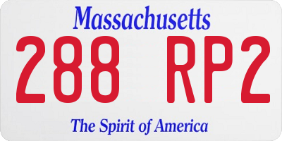 MA license plate 288RP2