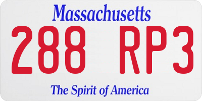 MA license plate 288RP3