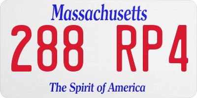MA license plate 288RP4