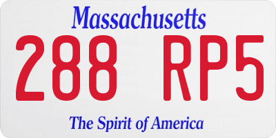 MA license plate 288RP5