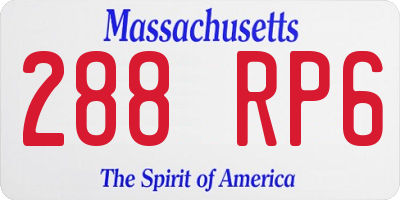 MA license plate 288RP6