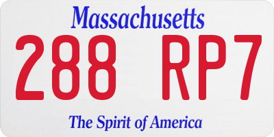 MA license plate 288RP7