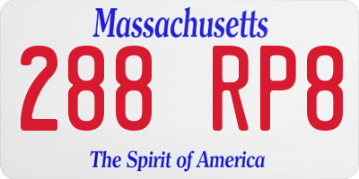 MA license plate 288RP8